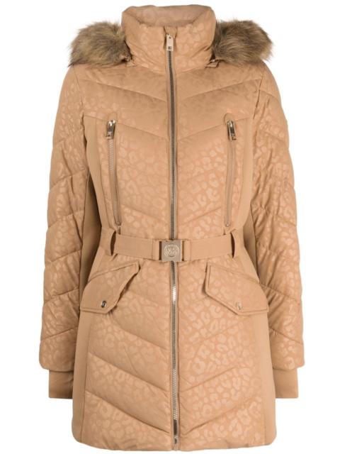 MICHAEL KORS leopard-print padded parka coat