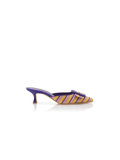 Manolo Blahnik Purple And Orange Cotton Buckle Detail Mules