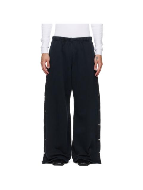 LES TIEN Black Heavyweight Party Snap Sweatpants
