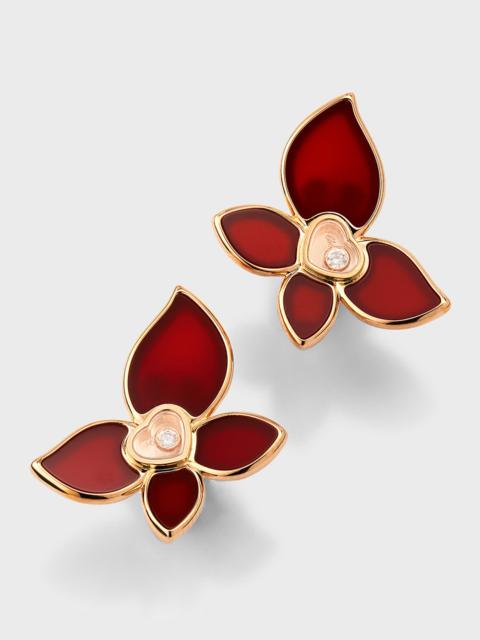 Chopard Happy Butterfly 18k Rose Gold Carnelian Earrings