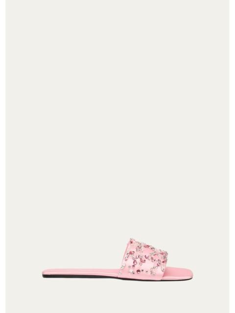 Miu Miu Embellished Satin Slide Sandals