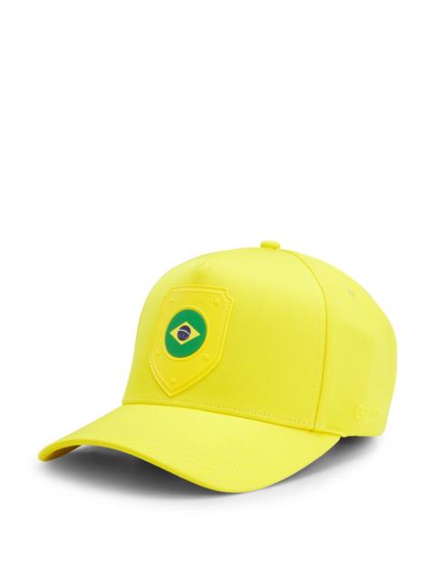 BOSS LOGO CAP IN LUSTROUS TWILL WITH COUNTRY-FLAG BADGE