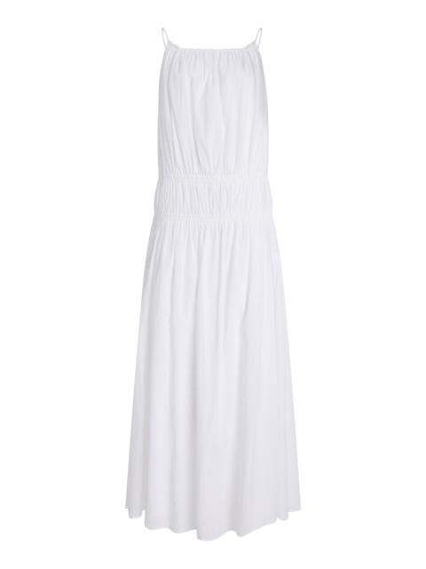 Another Tomorrow Gathered Cotton Maxi Dress off-white