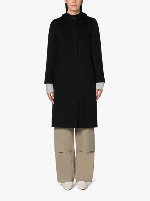 INNES BLACK STORM SYSTEM WOOL HOODED COAT