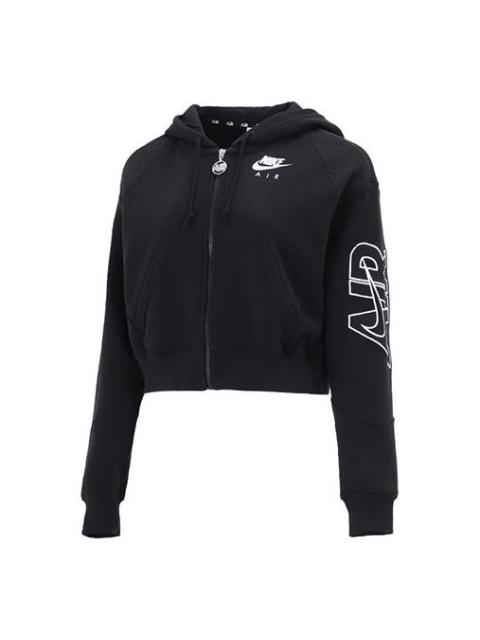 (WMNS) Nike Casual Sports Short Knit Hooded Jacket Black DM6064-010