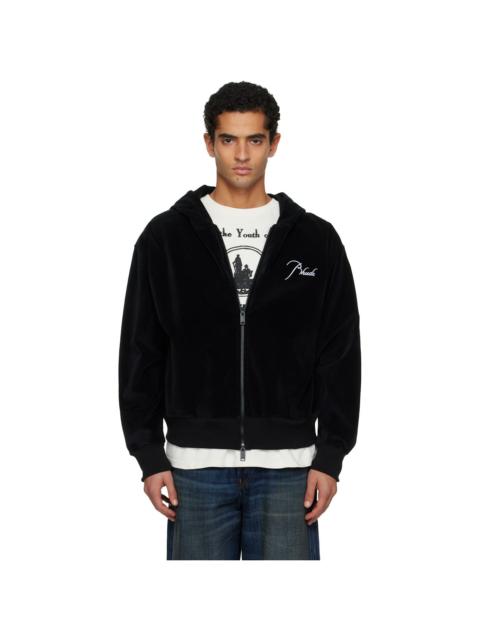 Rhude Black Velour Classique Zip-Up Hoodie