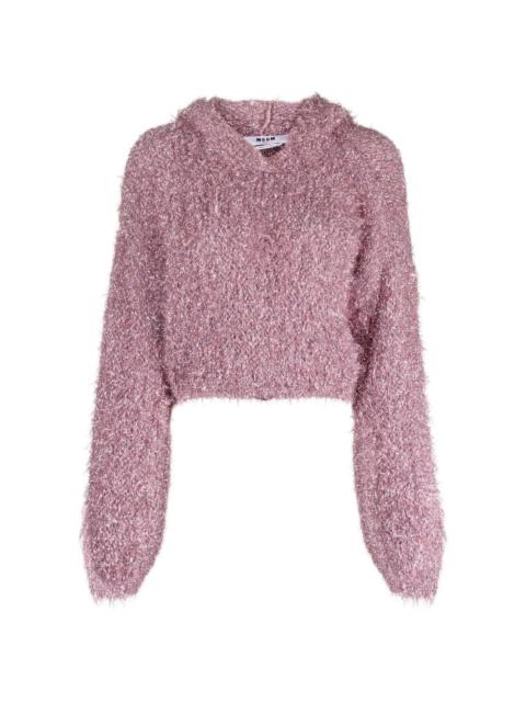 MSGM cropped knitted hoodie