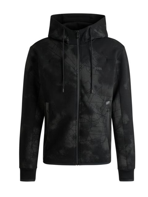 BOSS ZIP-UP HOODIE WITH DECORATIVE REFLECTIVE ARTWORK