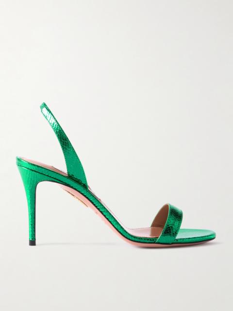 AQUAZZURA So Nude 85 Metallic Snake-effect Leather Slingback Sandals