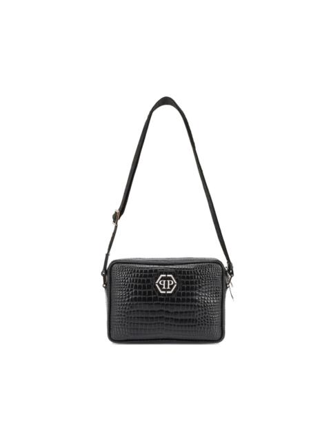 PHILIPP PLEIN crocodile print logo patch laptop bag