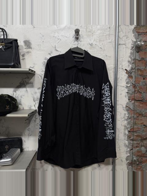 BALENCIAGA Balenciaga Black Dragon Year Limited Qilin Arm Graffiti Logo Nylon Shirt Jacket