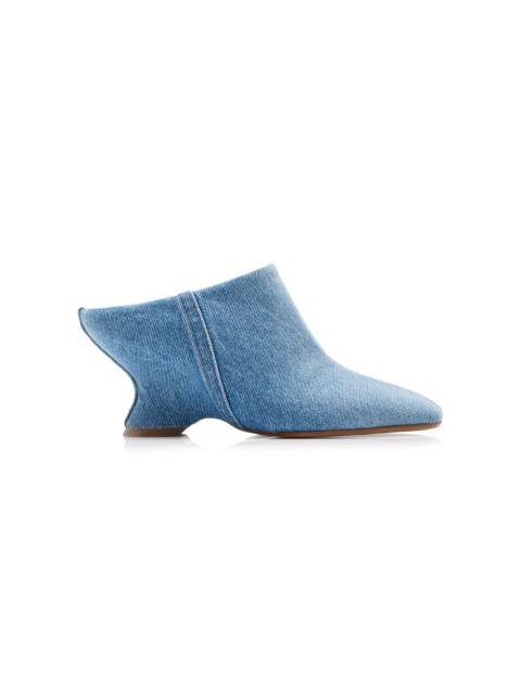 Dries Van Noten Glove Wedge Denim Mules blue