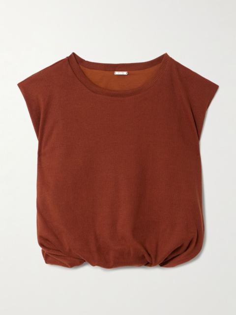 Johanna Ortiz Muraya cropped gathered jersey T-shirt Burgundy