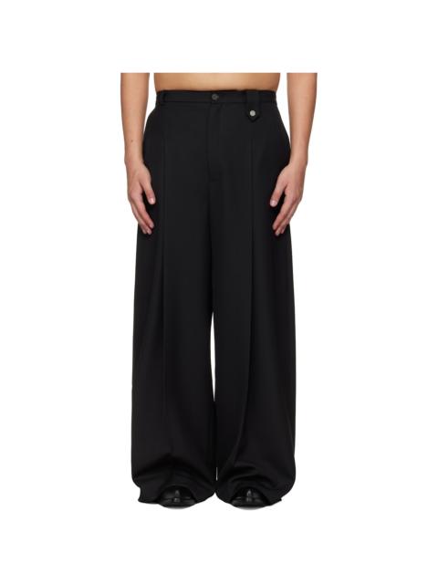 EGONLAB Black Fluid Tailored Wide Leg Trousers
