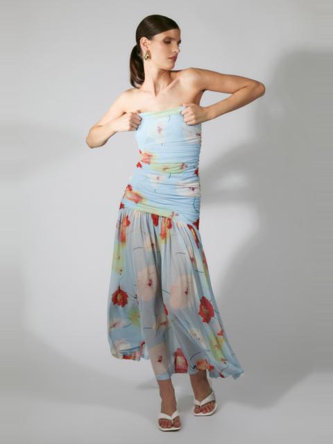 BARDOT Solana Printed Mesh Maxi Dress In Baby Blue Floral