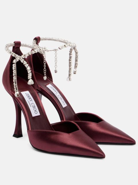 JIMMY CHOO Stevie 100 embellished satin pumps