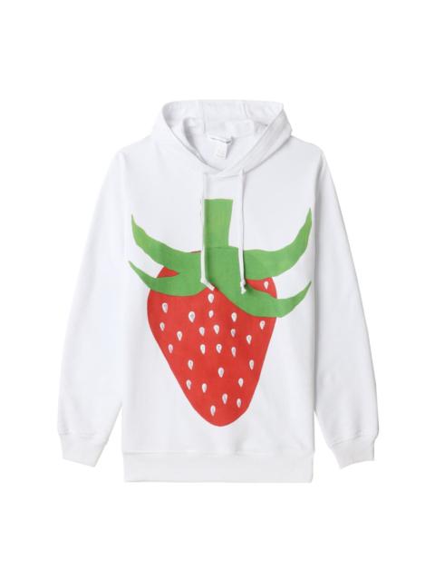 strawberry-print drawstring hoodie