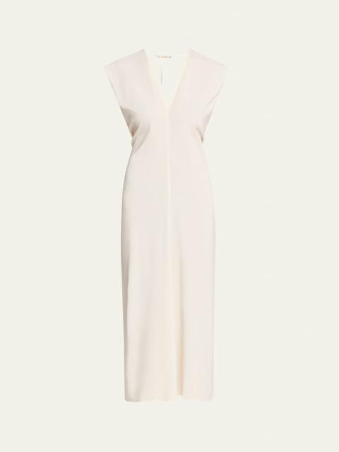 ST. AGNI Plunge-Neck Draped Maxi Dress