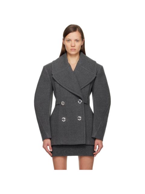 Givenchy Gray Cocoon Peacoat