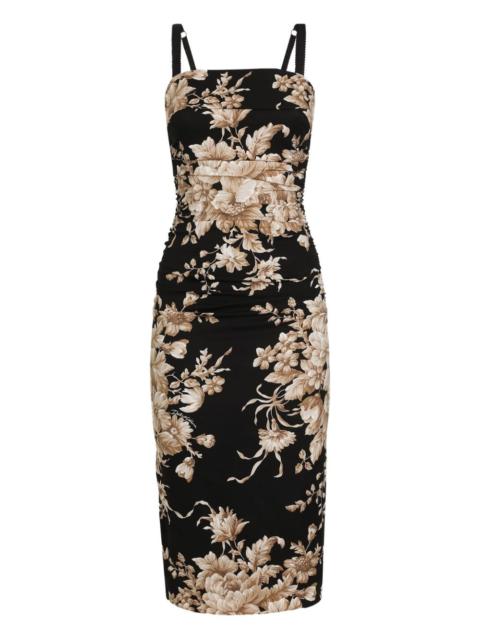 Dolce & Gabbana floral-print ruched midi dress