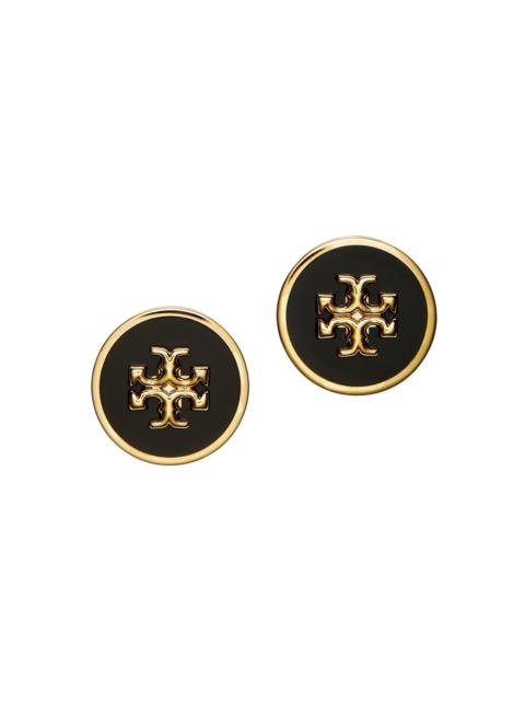 TORY BURCH Women's Kira Goldtone & Enamel Stud Earrings - Tory Gold Black