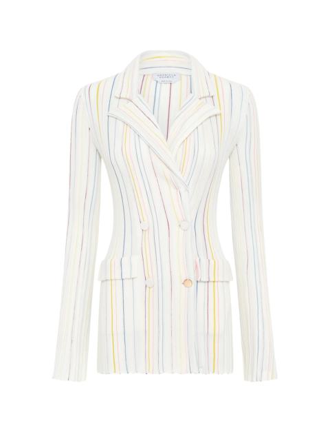 GABRIELA HEARST Ceres Pinstripe Knit Jacket in Ivory Multi Merino Wool