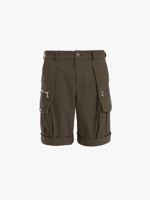 Balmain Khaki cotton cargo Bermuda shorts