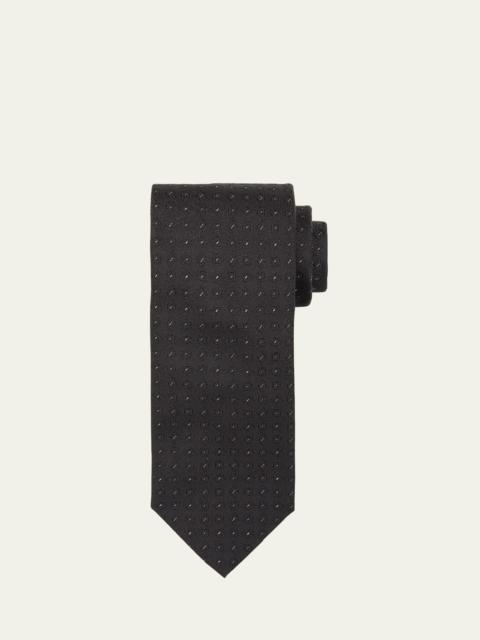 Men's Micro-Geometric Silk Jacquard Tie