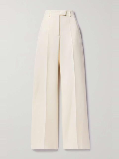 Valentino Pleated wool-blend crepe wide-leg pants