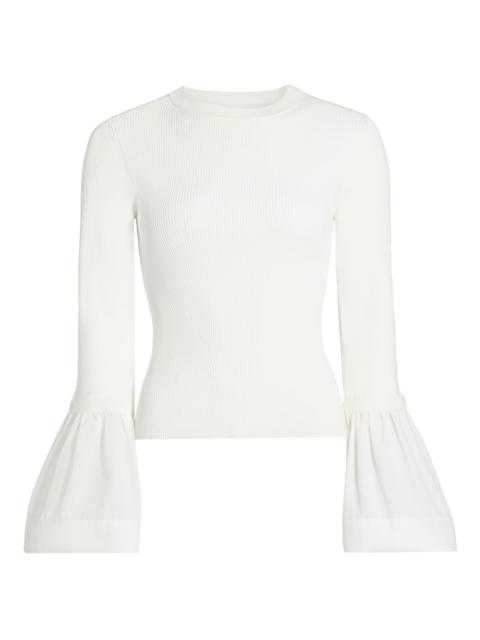 SIMKHAI Women's Agata Ribbed Poplin-Cuff Top - White