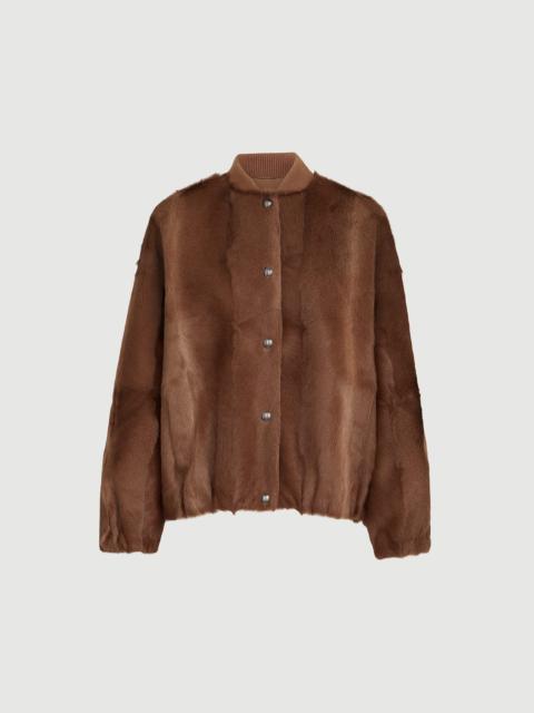 Brunello Cucinelli Cashmere shearling bomber jacket with monili