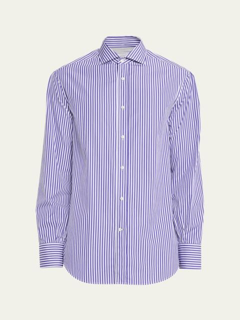 Brunello Cucinelli Men's Striped Basic-Fit Shirt