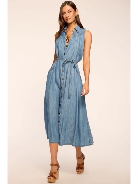RAMY BROOK Clover Chambray V-Neck Midi Dress