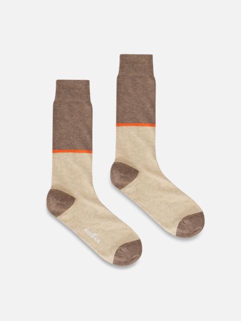 HOGAN Color Block Socks Beige Orange