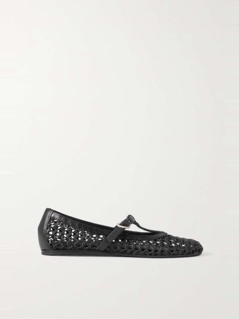 ANCIENT GREEK SANDALS Aerati leather-trimmed woven raffia ballet flats
