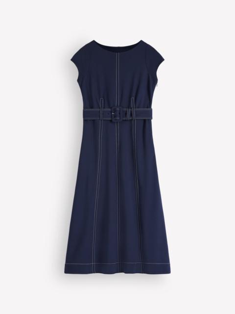 BODEN Topstitch Ponte Midi Dress-Navy