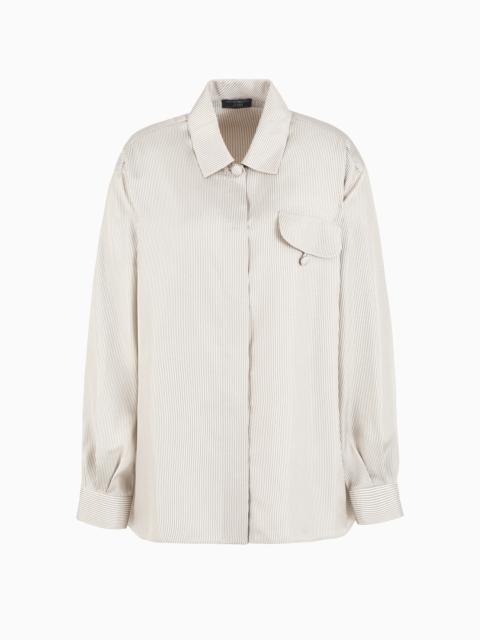 EMPORIO ARMANI Icon multi-stripe seersucker fabric shirt