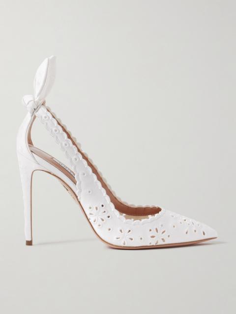 AQUAZZURA Bow Tie 105 Broderie Anglaise Canvas Pumps