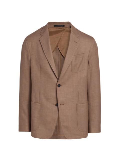 EMPORIO ARMANI Men's Textured Wool Jacket - Brown