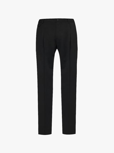 Regular-fit tapered-leg wool-blend twill trousers