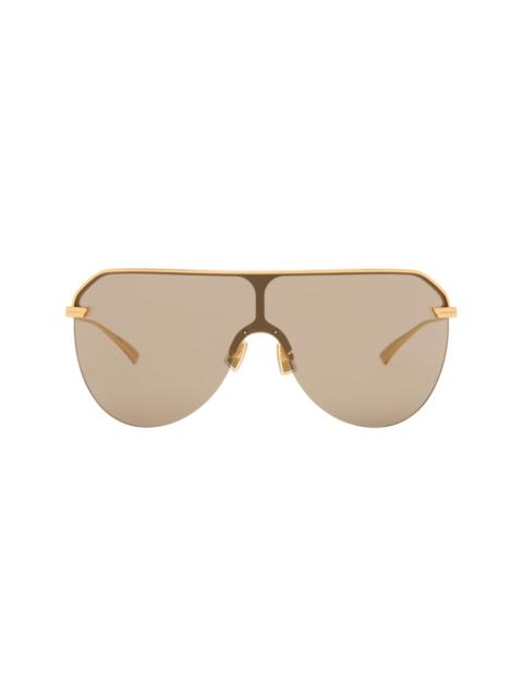 Bottega Veneta Gold Long Ribbon Shield Sunglasses