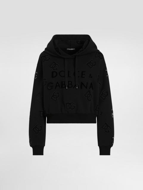 Dolce & Gabbana Jersey hoodie with cut-out and DG logo