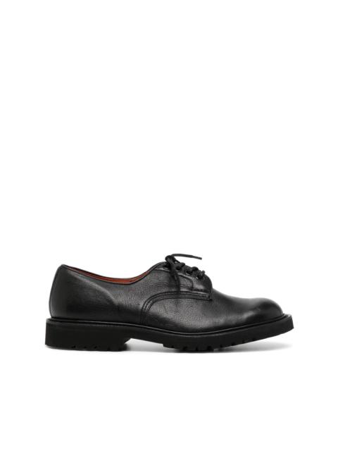 Tricker's lace-up pebbled leather loafers