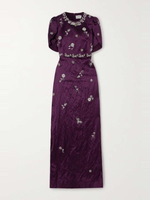 Erdem Crystal-embellished crinkled-satin gown