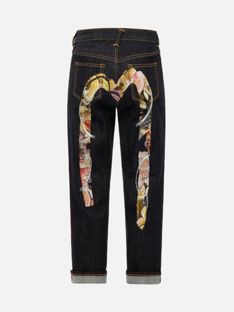EVISU TATTOO KOI PATTERN BRUSHSTROKE DAICOCK EMBROIDERY RELAX-FIT JEANS