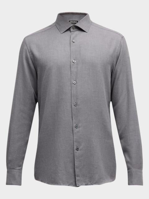 ZEGNA Men's Cashco Melange Sport Shirt