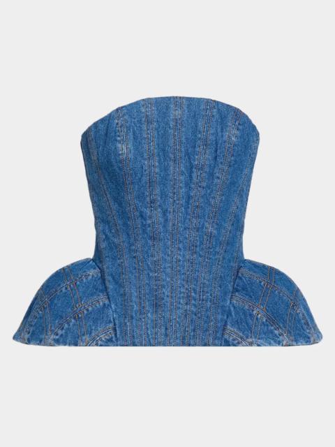 AKNVAS Emmi Denim Peplum-Hem Corset