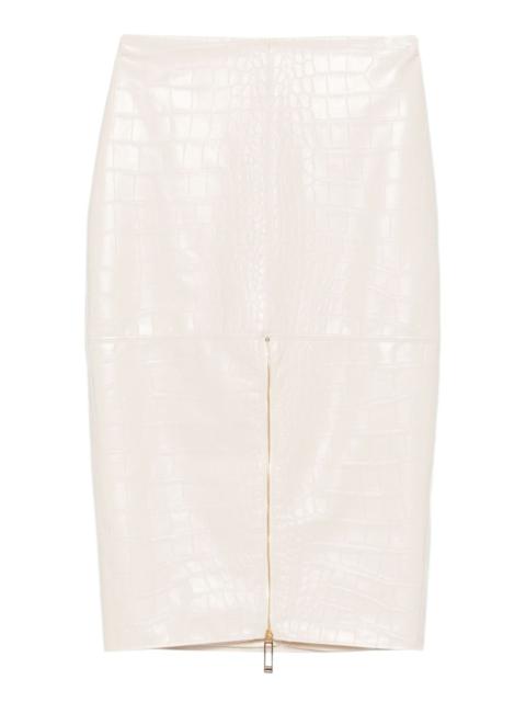 ELISABETTA FRANCHI crocodile-effect zip-front skirt
