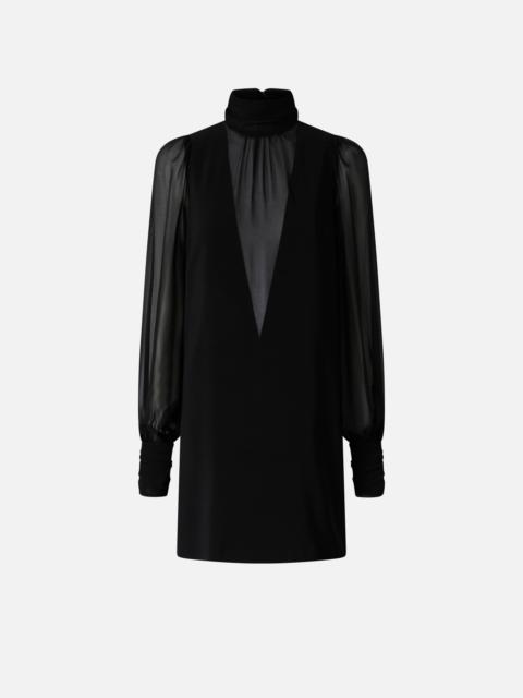 PINKO HIGH-NECK GEORGETTE MINI DRESS