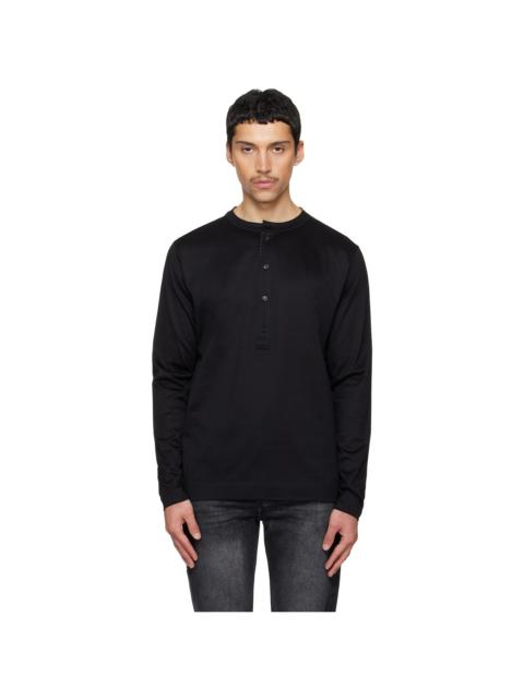 Paul Smith Black LS Grandad Collar Henley
